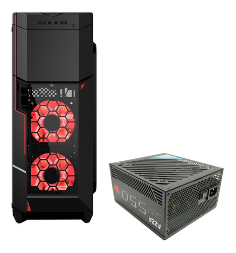 Combo Gabinete Pc Azza Crimson 211g + Fuente 550w 80+ Bronce