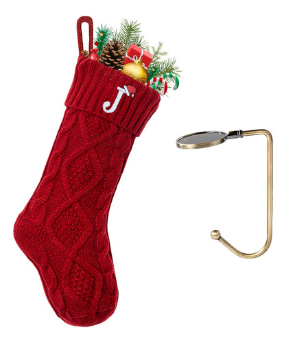 Medias De Navidad Bordadas Con Letra J 45 Cm Decoración