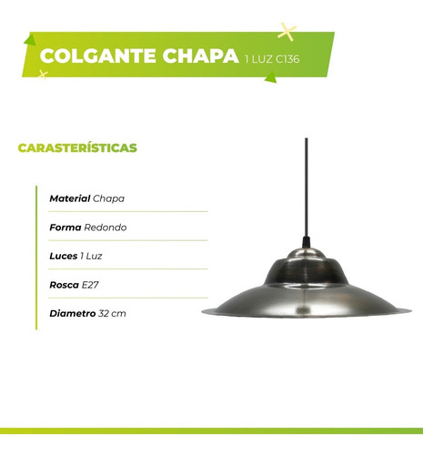 Lampara Colgante China Chapa 32cm Blanca Apto Led E27