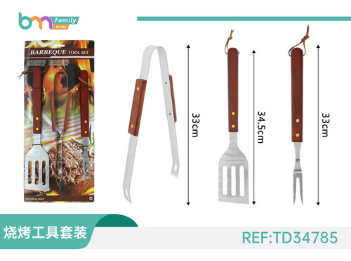 Set Parrillero Cuchillo Pincho Wayu Asado Parrilla 3 Pcs