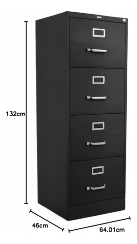 Archivero Vertical 4 Gavetas Oficio Color Negro