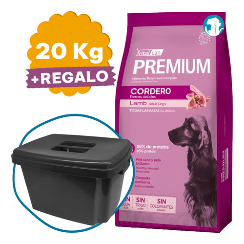 Alimento Vitalcan Premium Cordero Adulto 20 Kg + Envío