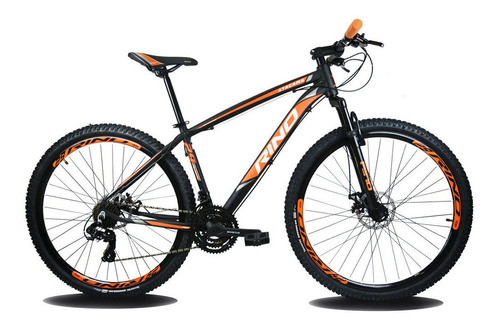 Mountain bike Rino Atacama aro 29 19" 24v freios de disco mecânico câmbios Shimano Tourney TZ31 cor preto/laranja