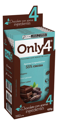 Kit C/2 Only4 Chocolate Vegano 55% Cacau S/lactose 70g Dp6un