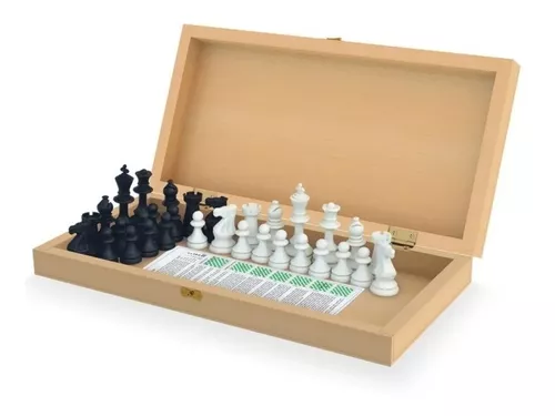 Jogo Xadrez Oficial Em Madeira Mdf 42 Cm - Junges