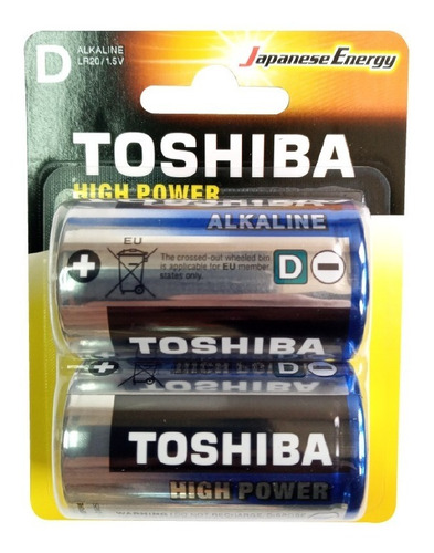 Pila Batería Alcalina Toshiba Tipo D High Power 2 Unidades