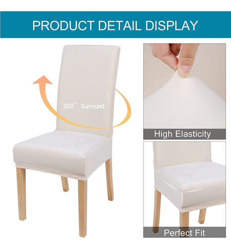 Fundas Para Sillas De Comedor De Terciopelo Elástico, Crema