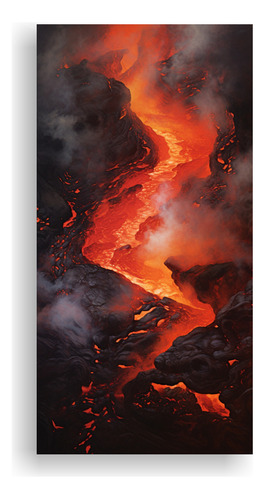 20x40cm Cuadro Pintura Abstracta Lava Fundida Bastidor Mader