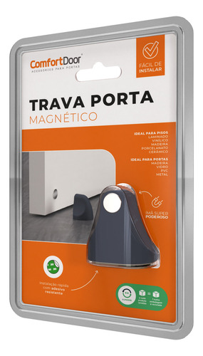 Trava Porta Magnético Original Adesivo Comfort Door - Chumbo