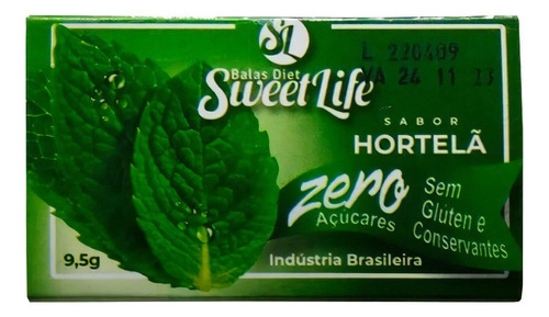 Bala Diet Pocket Hortelã Zero Açúcar Pct 9,5g Sweet Life