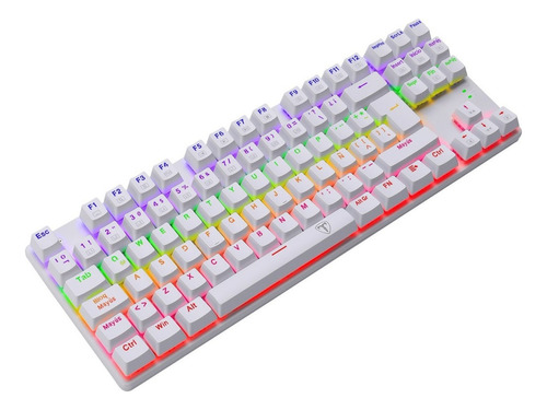 Teclado Mecánico Gamer T-dagger Bora White Rainbow T-tgk313w Idioma Español