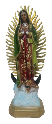 Virgen De Guadalupe 30cm  Ojo Cristal Pestañas Naturales 