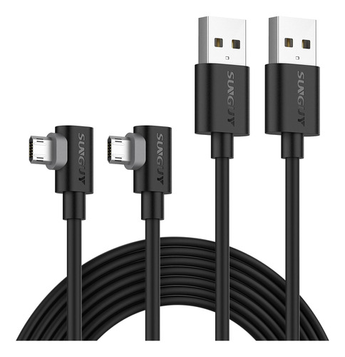 Sunguy Angle Micro Usb Cable 6ft [2 Pack], 18w 90 Degree Mic
