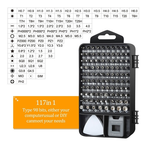 Imagen 2 de 10 de Kit Pro Herramientas Destornillador Electronica 117 En 1