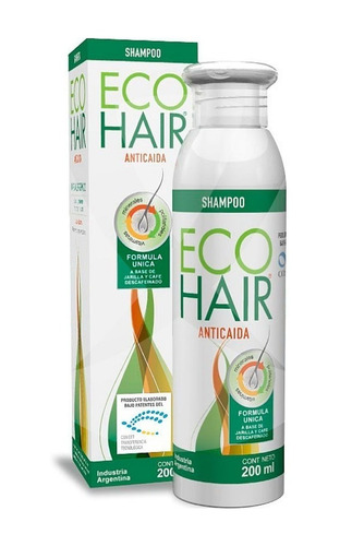 Imagen 1 de 1 de Shampoo Ecohair Anticaída 3 en 1 en botella de 200mL por 1 unidad
