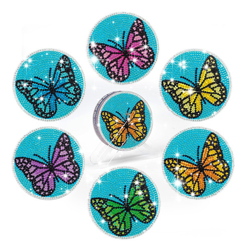 Kit De Pintura Con Diamantes | 6 Posavasos Mariposas