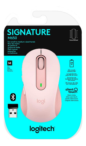 Mouse Logitech Signature M650 Silent Wireless/bluetooth Rosa