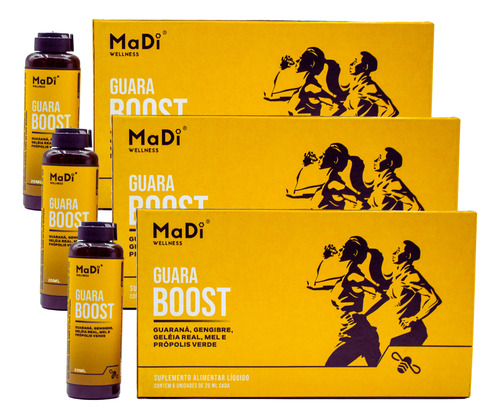 3x Shot De Energia Guara Boost Liquido 20ml X6 Unidades Madi Sabor Guaraná