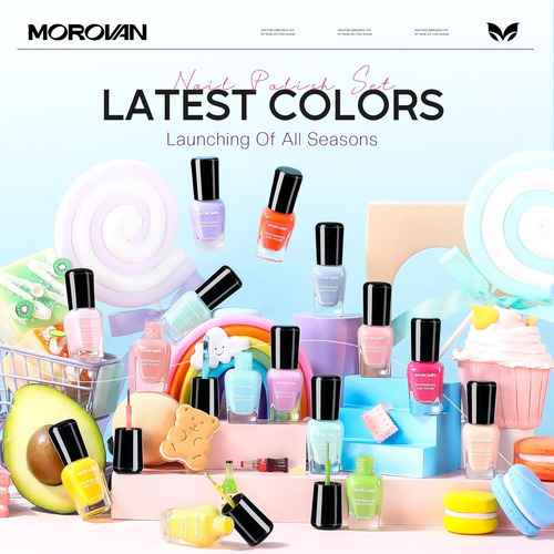 Juego De Esmalte De Uñas Para Uñas: Pastel Macaron Rainbow K