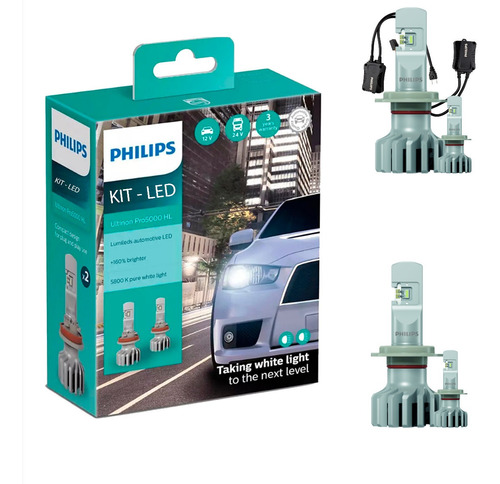 2 Pares Lâmpada Philips Ultinon Led-hl H7 6200k + Canceller