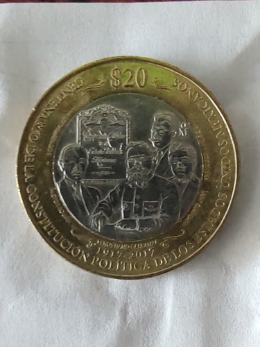 Moneda De $20 1917-2017 Centenario De La Constitución 