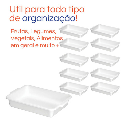 Kit Com 10 Bandejas Topa Tudo Branca 4litros Atacado Alimento Açougue Restaurante Salgado Cozinha - Santana