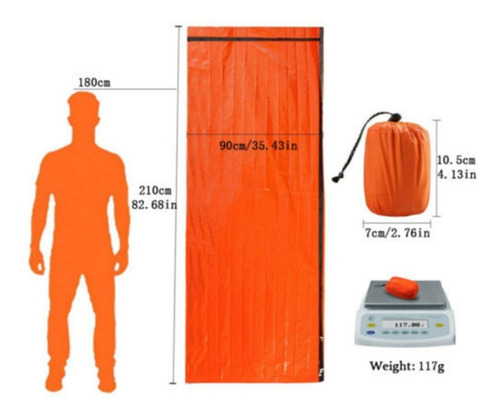 Imagen 2 de 6 de Bolsa De Dormir Emergencia Saco Cobertor Supervivencia Mylar