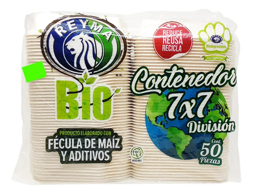 Contenedor Reyma Biodegradable 7x7 C/div. Pack C/100 Piezas