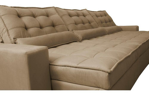 Sofá Retrátil e Reclinável 3,82m com Molas Ensacadas Cama Inbox Gold Tecido Suede Velusoft Castor