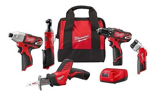 Kit Combinado De Milwaukee 5 Herramientas Con 2 Baterias Y 