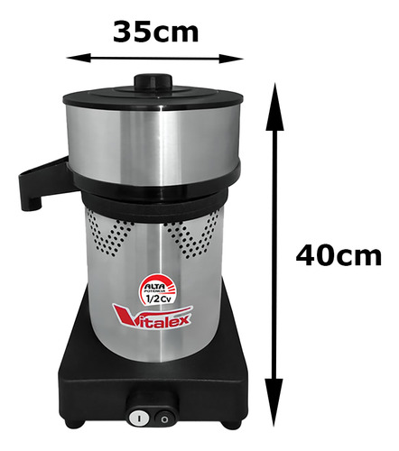 Espremedor elétrico Vitalex ESCV-I industrial 400W 60Hz aço inoxidável e preto 127V/220V