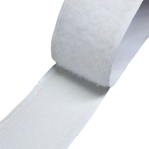 Velcro con adhesivo de doble cara, 50 mm x 1 m, color blanco