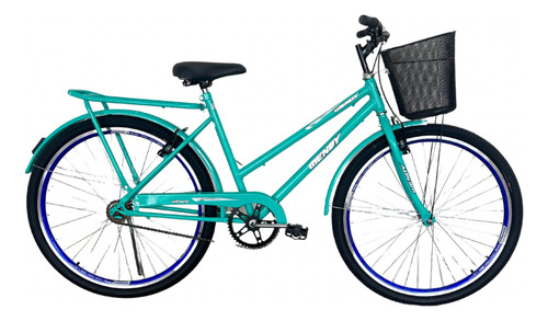 Bicicleta Aro 26 Passeio Wendy Poti C/ Rolamentos E Cesta Cor Azul/aqua