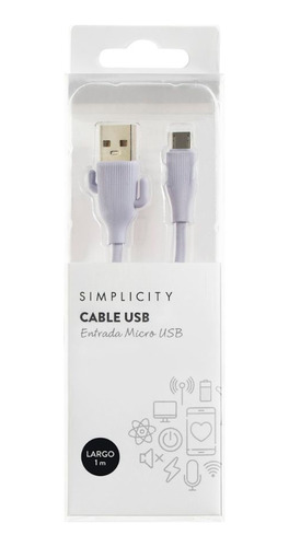 Cable Usb Simplicity Entrada Micro Usb Lila