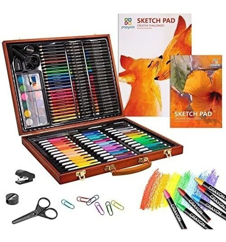 Kit De Dibujo 147 Piezas Para Pintura Con Maletin Madera