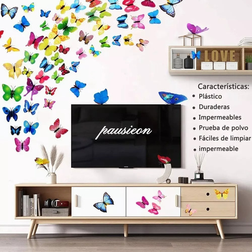 96pcs Etiqueta Engomada De Mariposa Decorativa Calcomanía 3d