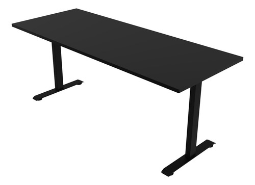 Escritorio Estatico Negro Con Base De Acero Tablero 190x75 25mm Negro Randu Static