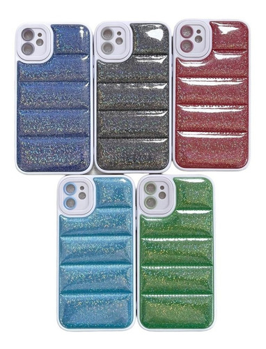 Funda Para iPhone 11 12 13 14 Pro Max Puffer Brillo Holo