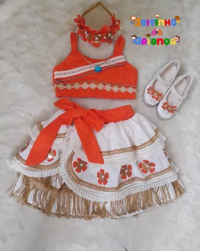 Vestido Infantil Moana Festa Luxo Roupa/fantasia