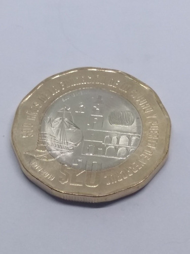Imagen 4 de 5 de Moneda $20 Bimetalica Veracruz 500 Años De La Fundación