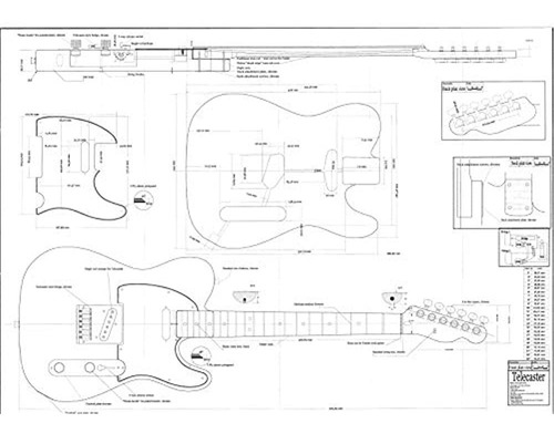 Planos De Guitarra Eléctrica Telecaster - Tamaño Real A Esca