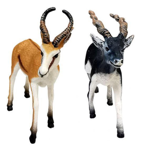 2 X 2 Uds. De Pvc Antelope Springbok Figuras De Ciervo Zoo