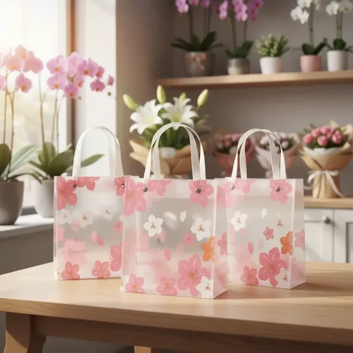 Pvc Rosa Bolsas Pvc Premium. Flores Estampadas. 17x20x8,5cm. X5 Unid | MercadoLibre