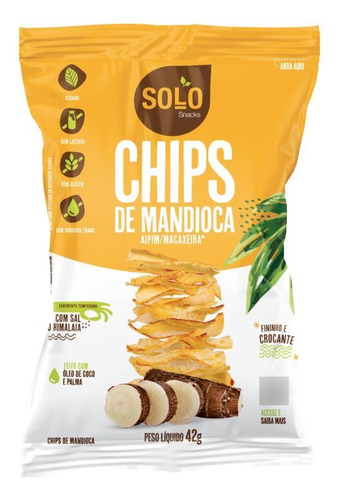 Kit 2x: Chips De Mandioca Assado Solo Snacks 42g
