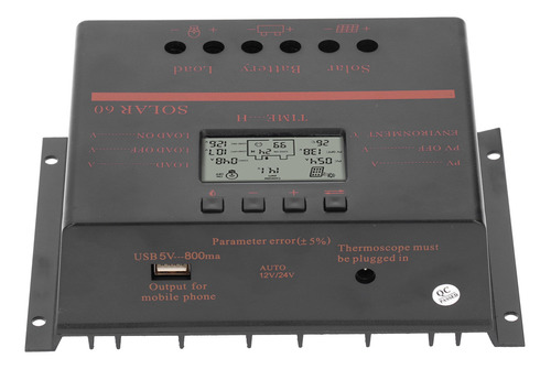 Controlador Solar 12v/24v Pwm 60a Regulador De Panel Dc12v/2