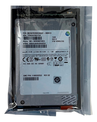 Ssd Emc 200gb 2,5 Sas 6gbps 005051138 005050523 @ Prateado