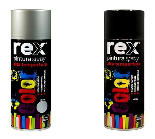 Pack  6 Unidades Rex Pintura Spray Alta Temperatura 400 Ml