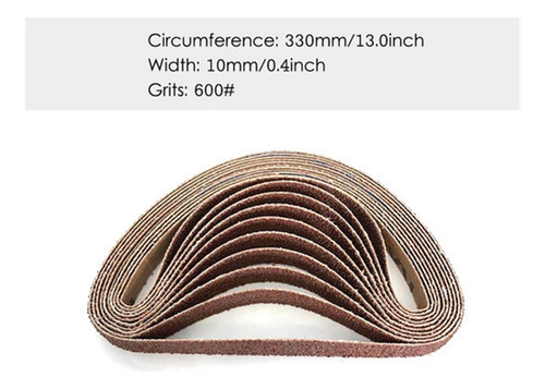 . 10 Cintas Abrasivas De Lijado De Grano 600, 10 X 330 Mm