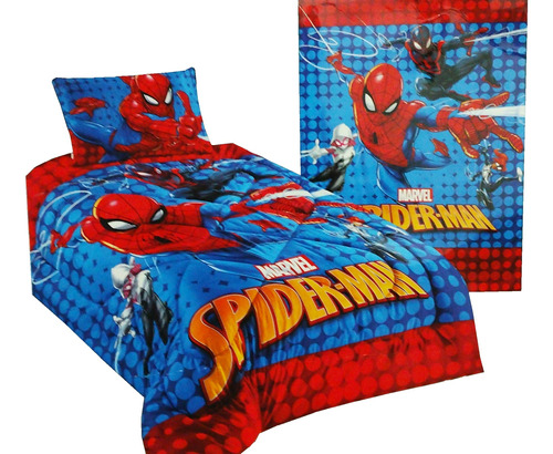 Set 5 Piezas Acolchado Reversib Sabanas Cortina Hombre Araña