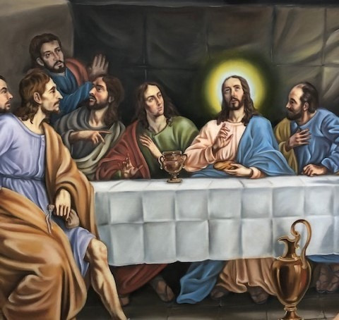Obra Santa Ceia Acrílico S/ Tela Pintado A Mão 165x114cm